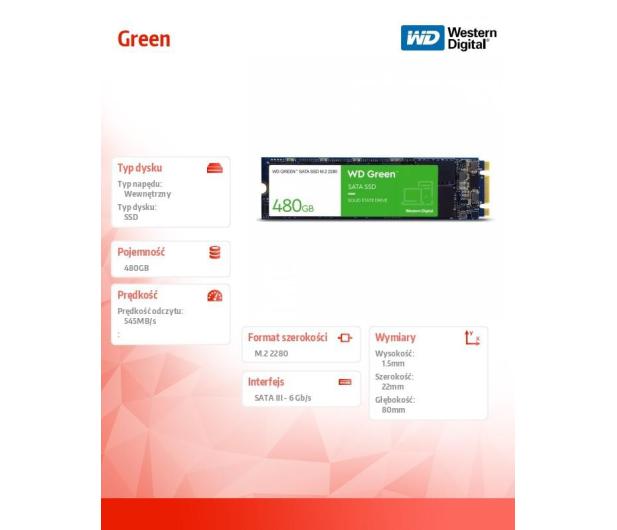 Sandisk 480GB M.2 SATA SSD Green - 1106868 - zdjęcie 3